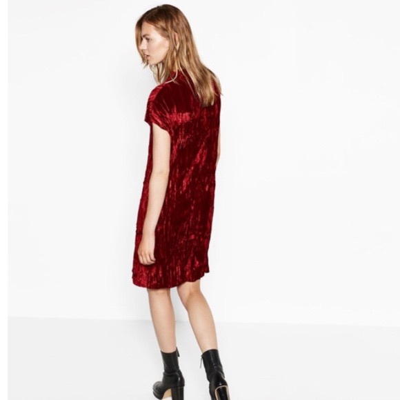 Zara Dresses Zara Red Velvet Dress Poshmark